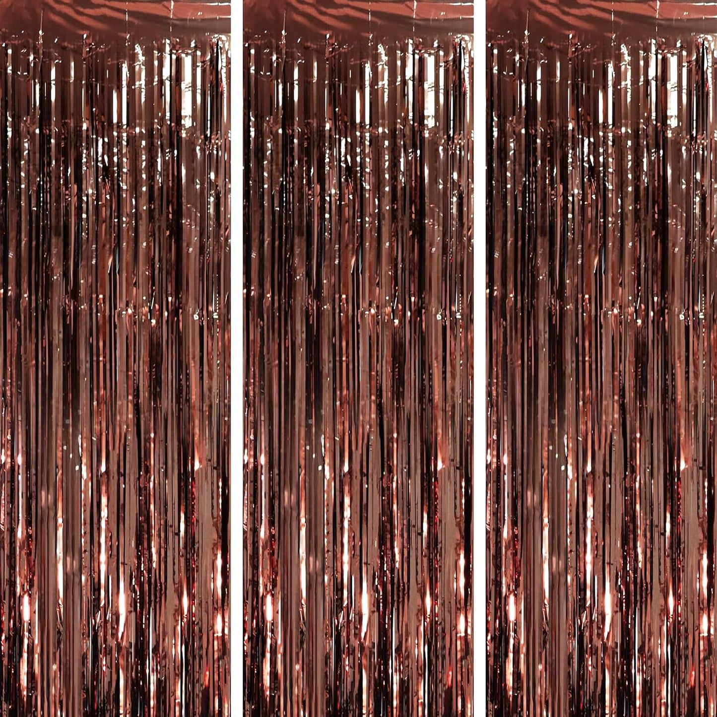 Voircoloria 3 Pack 3.3x8.2 Feet Gold Foil Fringe Backdrop Curtains, Tinsel Streamers, Fringe Backdrop for 2025 New Years Eve, Graduation, Birthday, Baby Shower, Gender Reveal, Disco Party - Colors B