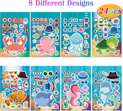 24 Sheets Cupcake Make a Face Sticker Sheets for Kids Todders Activities, Make Your Own Stickers for Kids Birthday Party Favor Supplies Craft