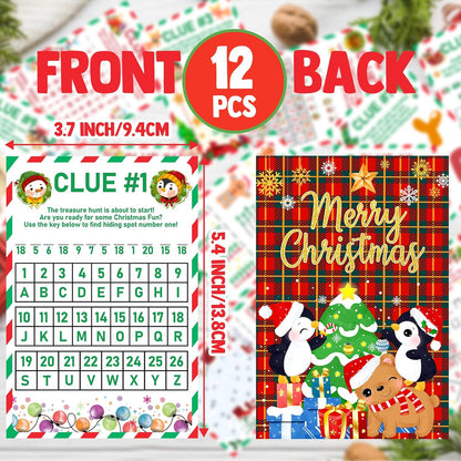 Christmas Treasure Hunt for Older Kids,Santa Holiday Scavenger Treasure Gift Hunt Games Crack the Code Puzzle for Christmas Morning Eve Gift