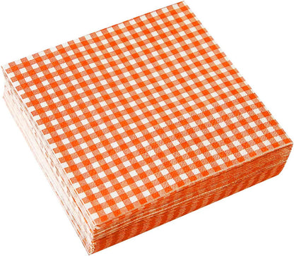 Gatherfun Disposable Red and White Gingham Paper Napkins (Pack of 50)
