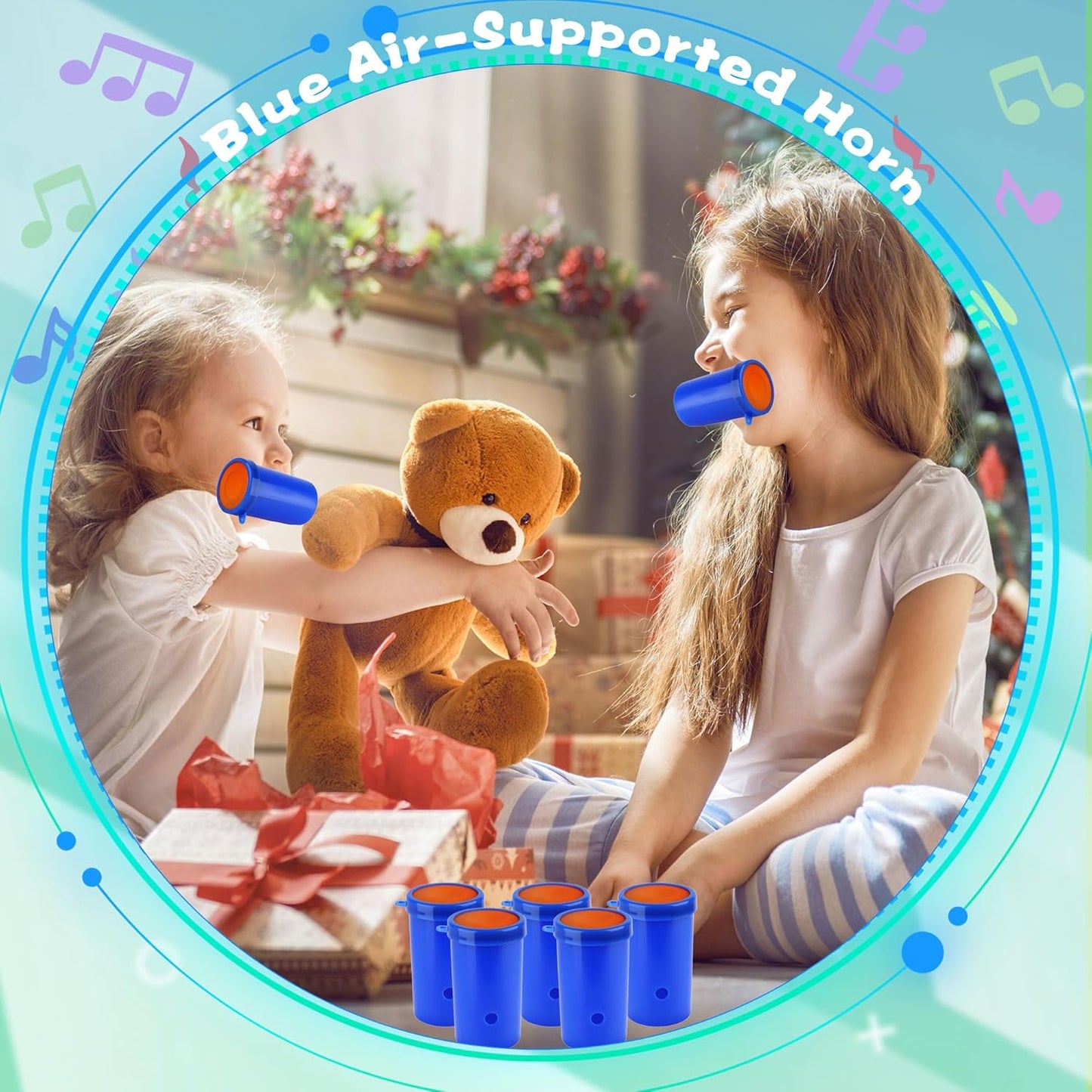 60 Pcs 3 Inch Mini Air Horn Noisemakers with Lanyard Small Stadium Horn Noise Whistle for Sporting Events Holiday Birthday Party Graduation Celebrations