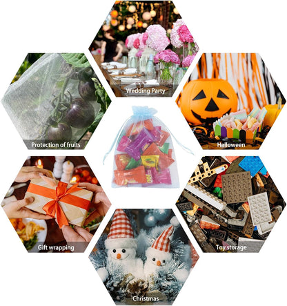 Wudygirl 100pcs 5X7 Inches White Organza Bags Christmas Drawstring Pouches Party Wedding Favor Bags Goodie bags(White 5x7)