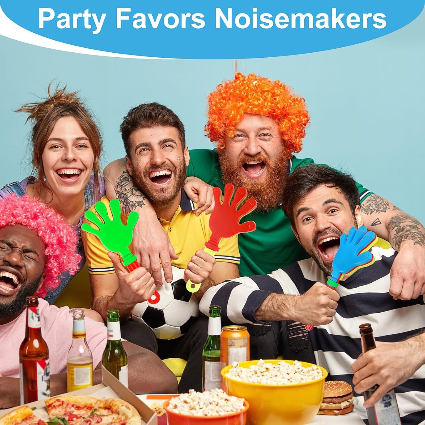 4 Pcs Hand Clappers 9 Inch Large Hand Clappers Noisemakers Cheer Noise Makers Finger Noise Makers for Sporting Events Basketball Football Game Party Favors (Mixed Colors)