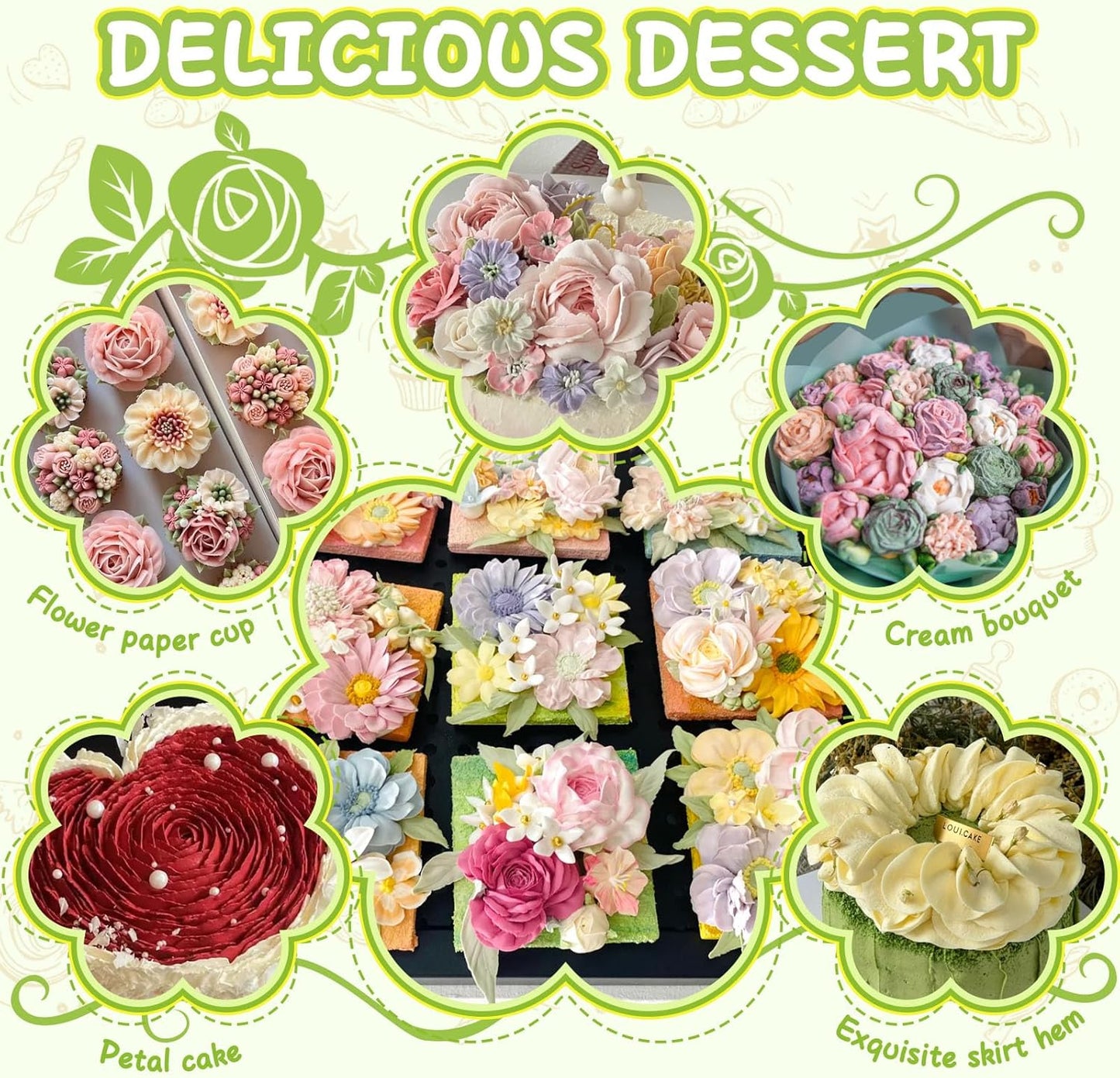 Hendiy 7Pieces/set Cake Decorating Tips Set Cream Icing Piping Fondant Rose Nozzle Pastry Tools Fondant Decorating Tools