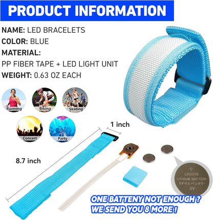 KIRALUMI 8 PCS LED Glow Bracelets, Light Up Bracelets for Kids Adults - Christmas Glow in The Dark Party Bracelets Favors Supplies for Concerts, Festivals, Game Prizes, Sports, Rave Accessories.