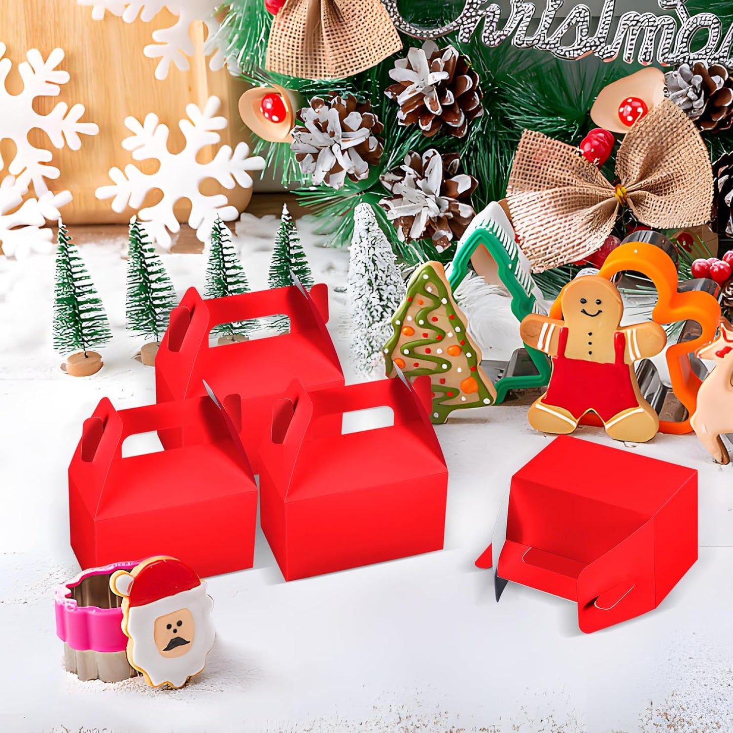 XAGLVV 24 Pack White Paper Gable Boxes,6.2 Inch Candy Boxes with Handle, Snack Party Favor& Gift Cookie bags for kids Birthday,Wedding, Baby Shower, Graduation.
