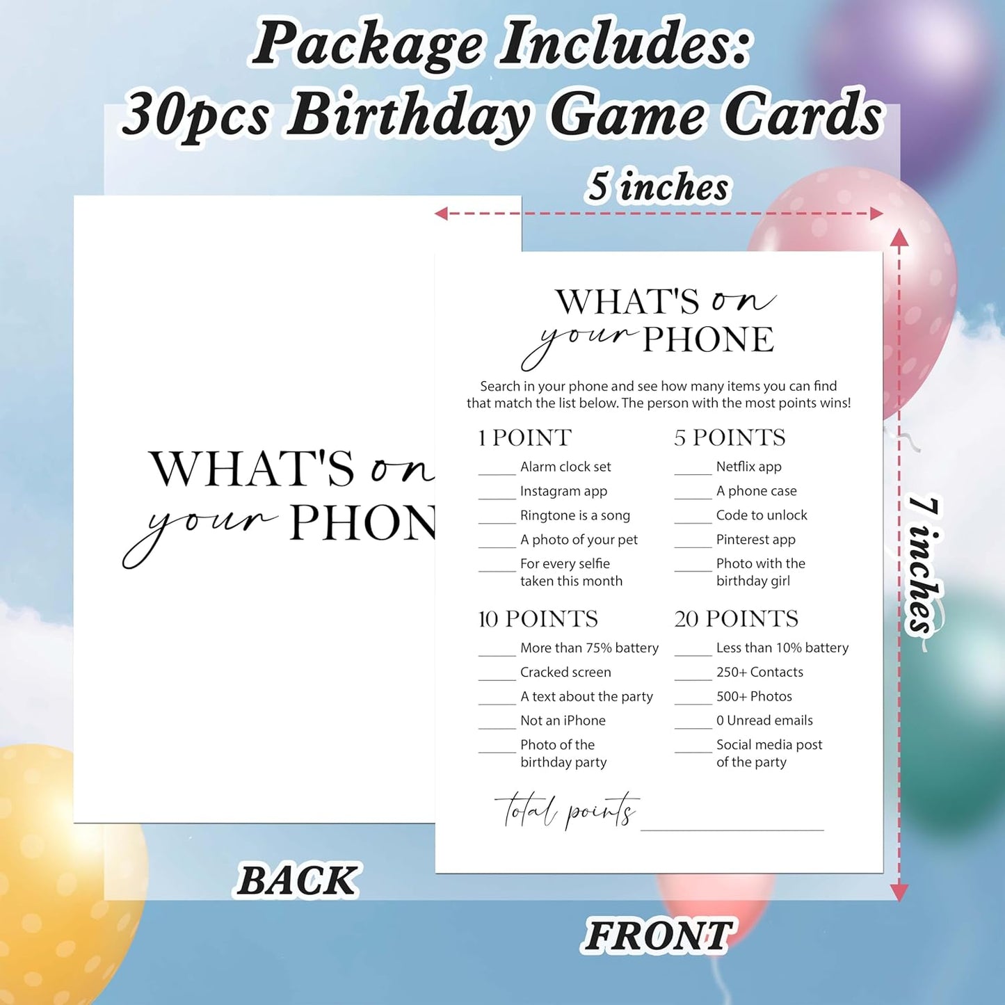 Birthday Party Games Card for Adults, 30 Pcs Ice Breaker Game Cards for Girl Bday Celebrations Decorations Supplies Favors - B01