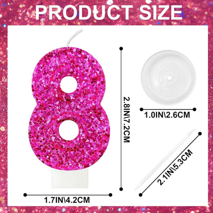 Birthday Number Candles, Glitter Number Candle Cake Decorations with Sequins, Cupcake Decorations for Girls, Women, Party Anniversary Celebrations (Number 6, Purple)