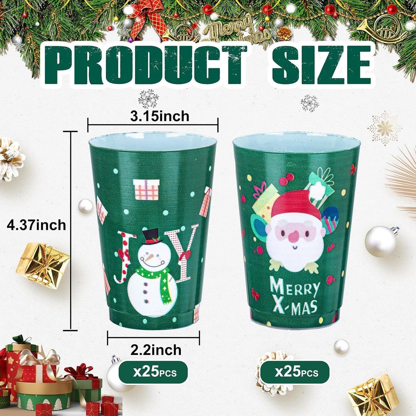 I00000 100 Pack 12 oz Gold Plastic Cups, Gold Rimmed Disposable Cups, Disposable Wine Glasses Cocktail Glasses Premium Cup with Golden Rim, 12 Ounce Plastic Tumblers for Party & Wedding