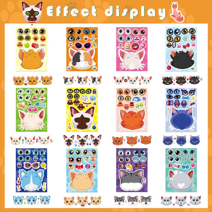 24 Sheets Make-a-face Cupcake Stickers Make Your Own Dessert Stickers Mix and Match Sweets and Fruit Treats Party Favor Supplies for Kids Ice Cream Sticker Games Birthday DIY Art Crafts