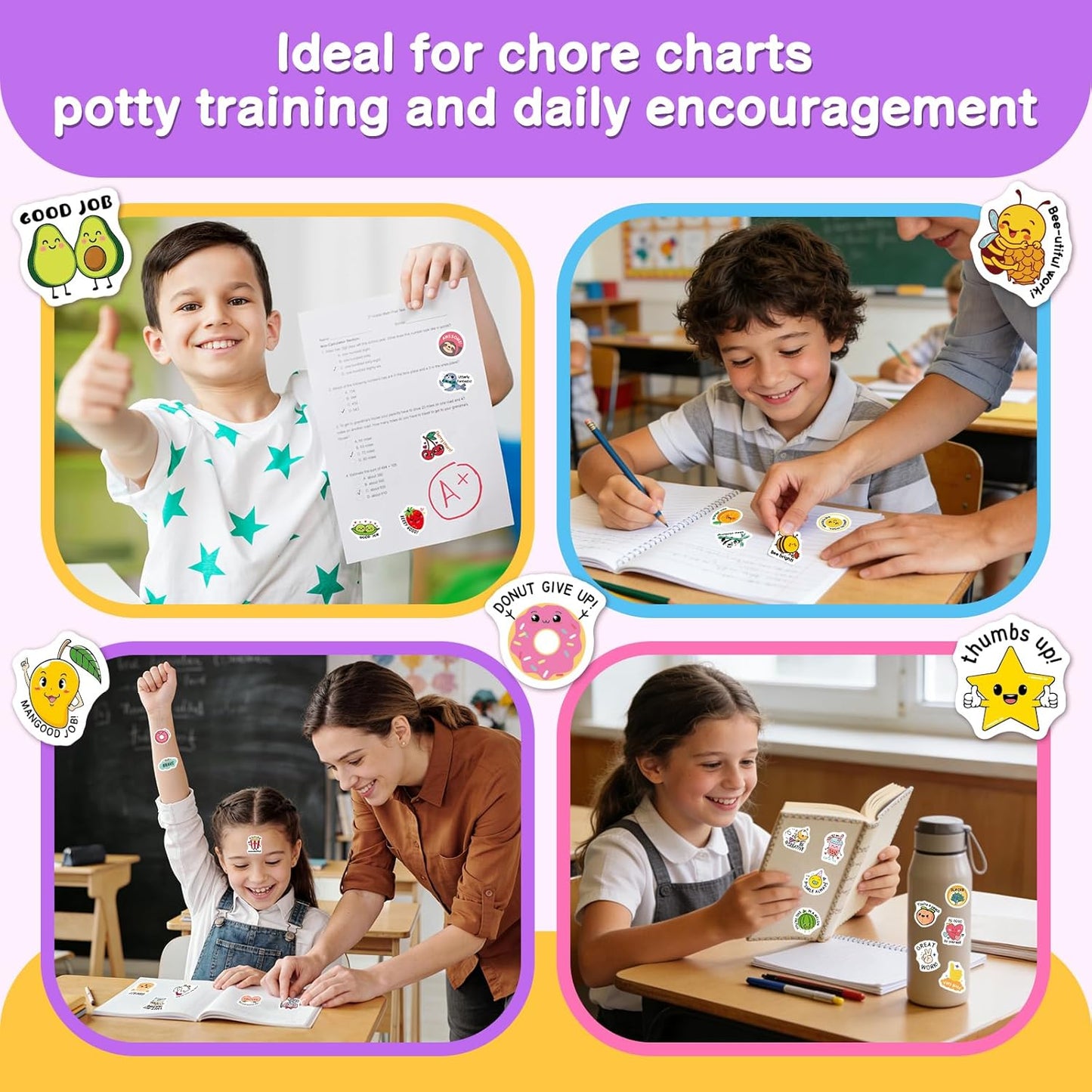 200Pcs Water Bottle Stickers for Kids Teens, Waterproof Vinyl Stickers, Stickers for Kids Classroom Decor, Teacher Supplies & Classroom Must Haves