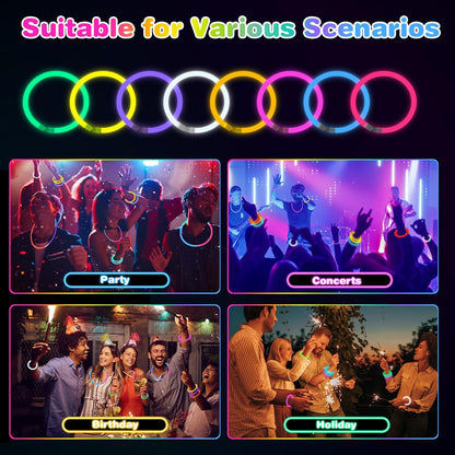 400 Pcs 8 inch Ultra Bright Glow Sticks Bulk Party Favors Pack,Christmas,Easter, Football, Birthday Decorations,Light Up Necklaces and Bracelets with 400 Connectors