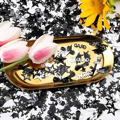 Gold and Black Graduation Confetti 2026, 1000 Pcs Congrats Grad Confetti Class of 2026 Party Table Centerpiece for 2026 Graduation Party Decorations