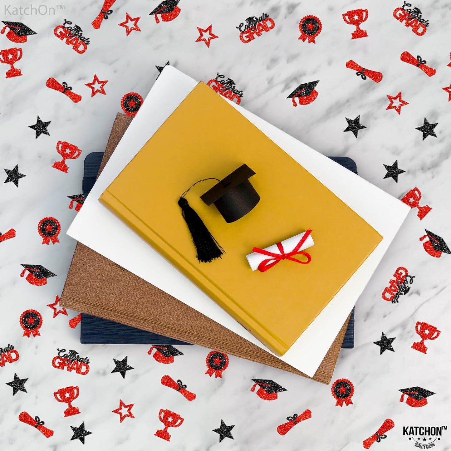 Black and Gold Grad Graduation Decorations 2026 - Pack of 1000, Congrats Grad Graduation Confetti 2026 | Grad Confetti Class of 2026 for Black and Gold 2026 Graduation Decorations, KatchOn