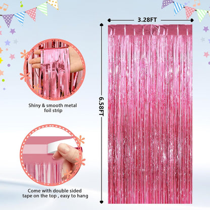 GCB 2Pack Black Metallic Tinsel Foil Fringe Curtains, Black Foil Curtain Backdrop, Photo Booth Props for Birthday Wedding Baby Shower Bachelorette Xmas Celebration Party Decorations Door Streamers