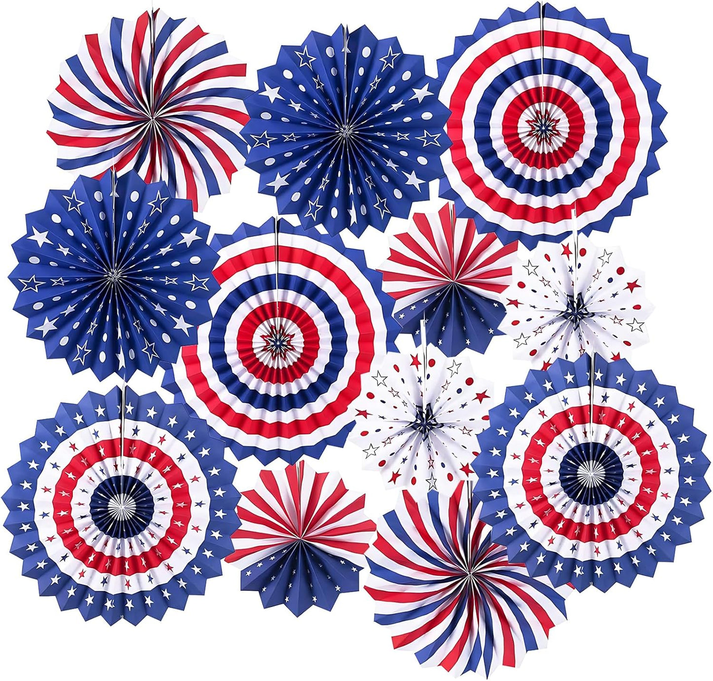 LRCXL 12PCS Party Hanging Paper Fans Set, Fiesta Round Pattern Paper Garlands Decoration Party Supplies for New Year Baby Shower Birthday Wedding Graduation Events Accessories(Yellow)