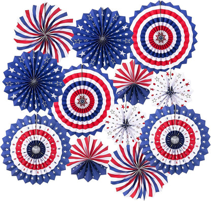 LRCXL 12PCS Party Hanging Paper Fans Set, Fiesta Round Pattern Paper Garlands Decoration Party Supplies for New Year Baby Shower Birthday Wedding Graduation Events Accessories(Yellow)