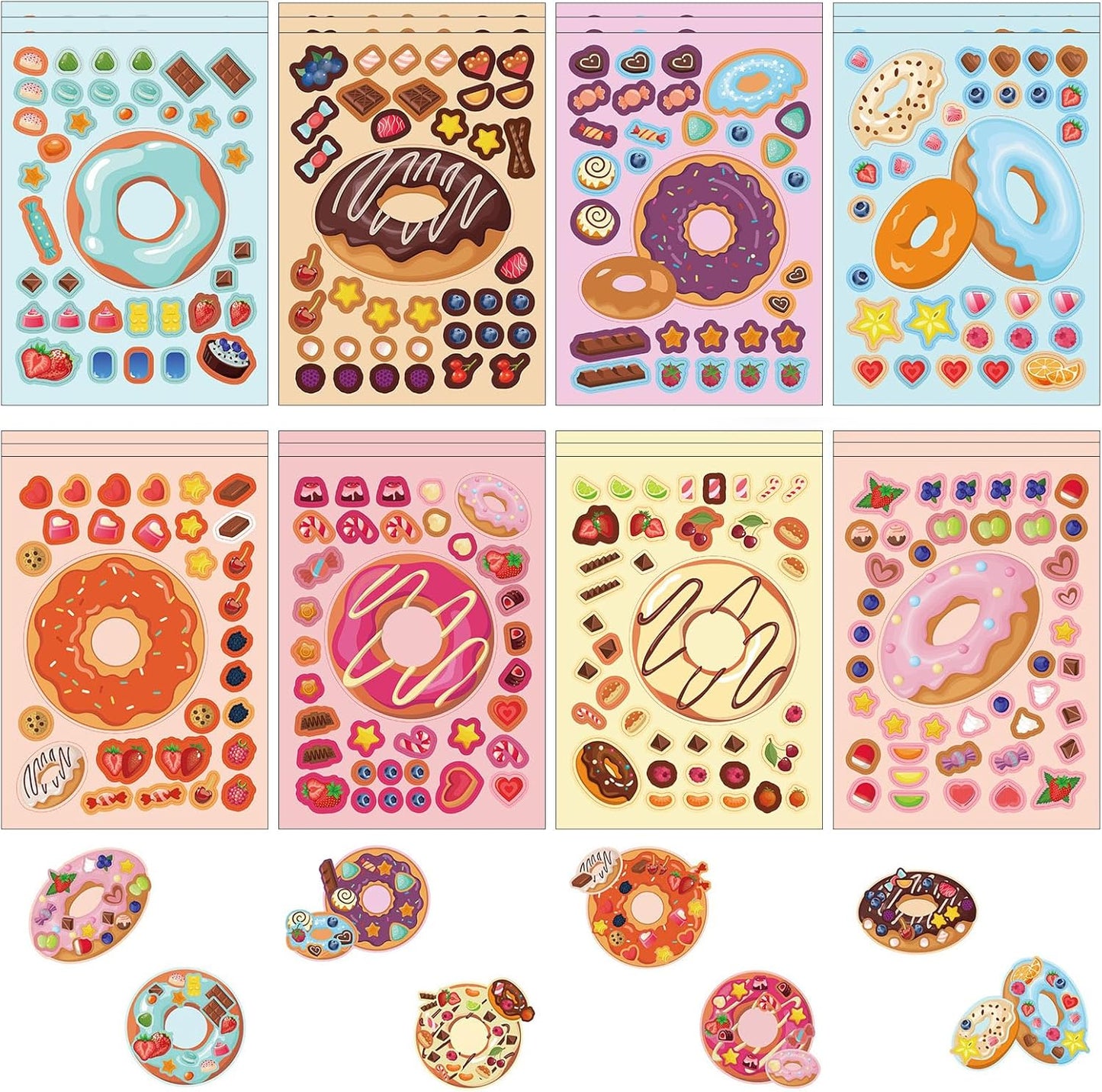 24 Sheets Cupcake Make a Face Sticker Sheets for Kids Todders Activities, Make Your Own Stickers for Kids Birthday Party Favor Supplies Craft