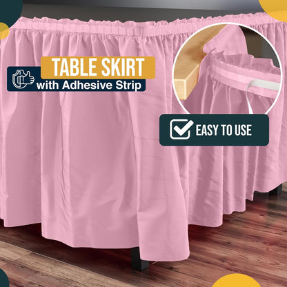 Exquisite Ruffle Table Skirt Black 6 Pack 14 Ft Long Table Skirts for Rectangle Tables 6ft Plus or Round Tables Skirts with Adhesive Strip for Gender Reveal Decor & Happy Birthday Parties