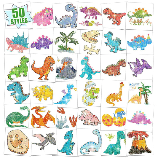 Partywind Glitter Temporary Tattoos for Kids Girls, Birthday Party Supplies Favors Decorations, Kids Goodie Bag Stuffers, Fake Tattoo Stickers for Back to School Party Games Prizes (50 Sheets)