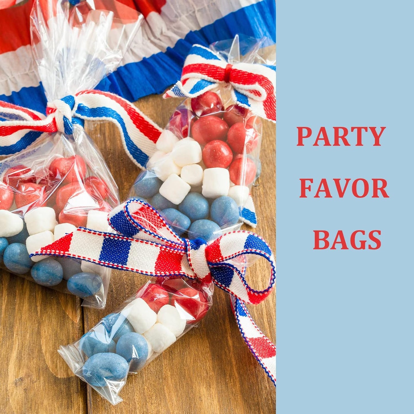 Cello Cellophane Treat Bags,5x7 Inches Clear Cellophane Bags 200 Pcs OPP Plastic Treat Bags with 200 Twist Ties for Gift Wrapping,Packaging Candies,Dessert,Bakery, Cookies, Chocolate,Party Favor