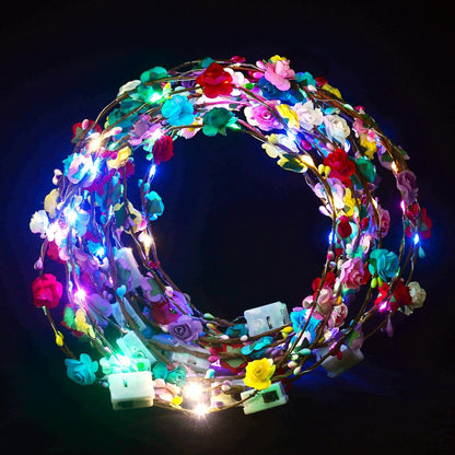 30 Pcs LED Flower Crown Headband,led Headbands,Light Up Flower Headbands for Women,Garlands Glowing Floral Wreath Crowns for Weddings,Halloween,Birthdays,Role-Playing,Beach Parties，Christmas