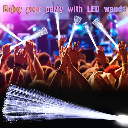 30 Pack Blue Fiber Optic Wands Glow Fiber Wands Bulk LED Light Up Wands with 3 Flashing Modes LED Flashing Sticks for July 4th Halloween Christmas Wedding Birthday Carnival Bachelor Party