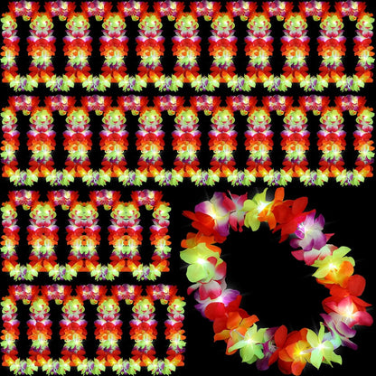 Sherr 24 Pcs LED Leis Light Up Purple and Gold Hawaiian Flower Necklaces, Graduation 2026 Party Supplies, Class of 2026 Leis for Beach Wedding Luau Glow Party Favors