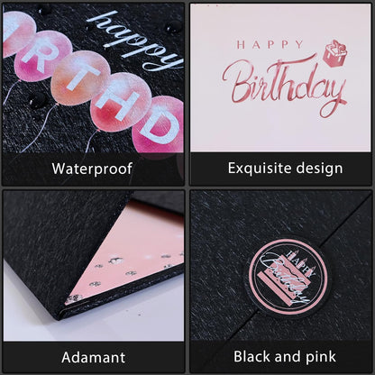 Crenics Black and White Birthday Decorations Women Men, Creative Birthday Guest Signature Book Alternative 18" x 12", Great Party Gifts for Girls or Boys