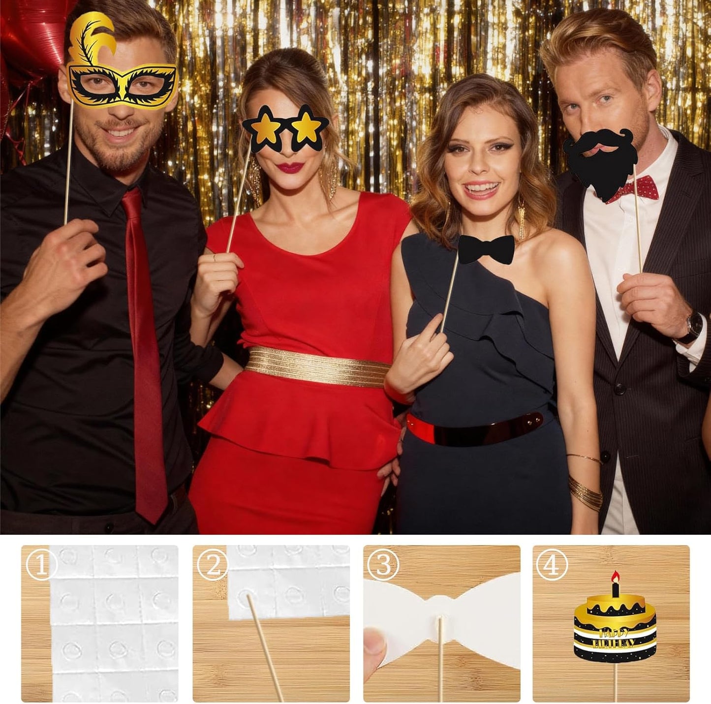 Hawaiian Party Photo Booth Props Kit, 30 PCS Luau Photo Booth Props with Large Inflatable Selfie Picture Frame for Hawaiian Tropical Tiki Summer Pool Party Supplies