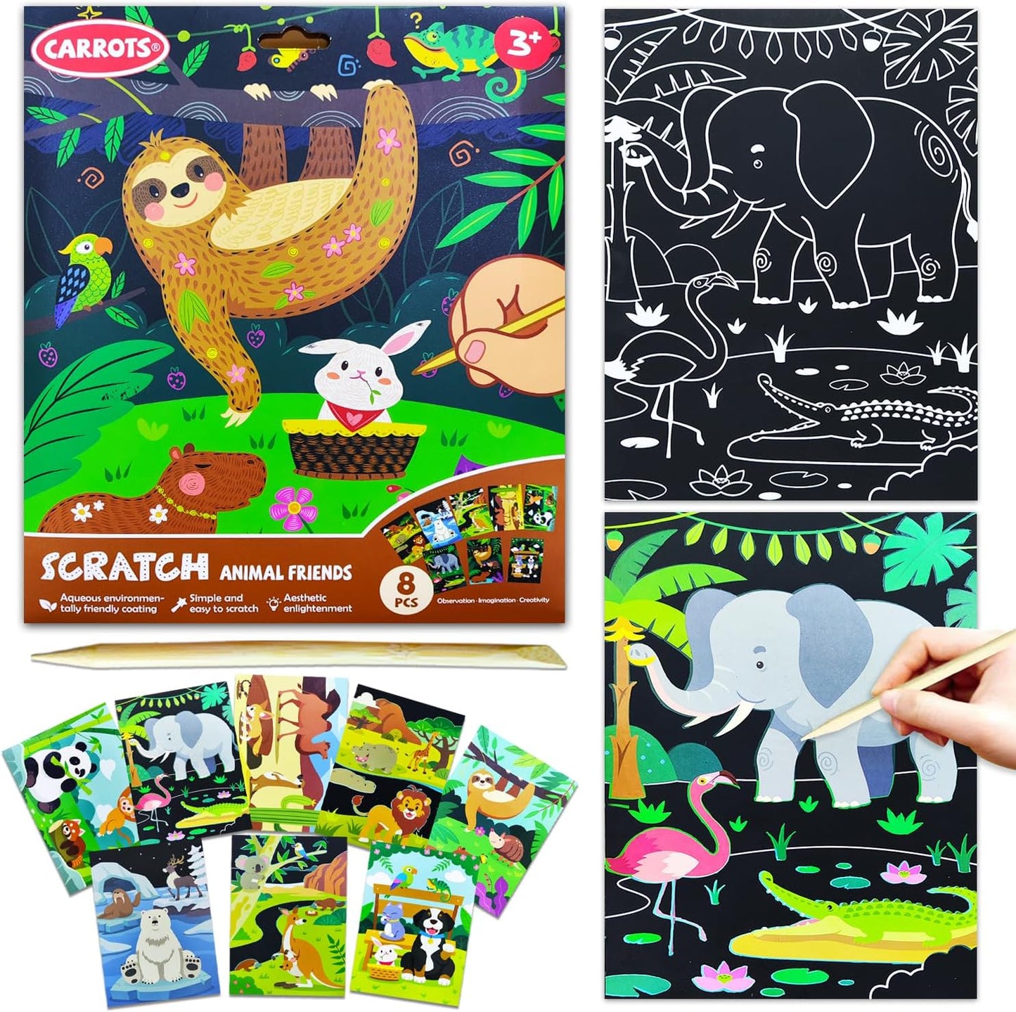 BAOXUE Scratch Art for Kids, Mermaids Black Rainbow Scratch Paper Set-Arts And Crafts & Supplies, DIY Activity & Party Games, Mermaid Toys Gifts for Toddlers, Girls