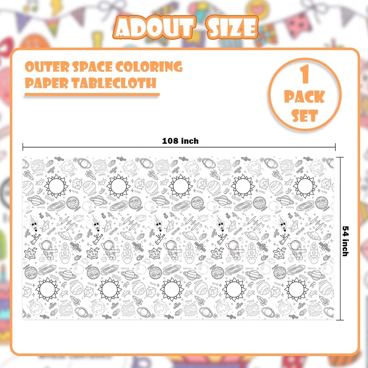 Giant Construction Party Coloring Tablecloth for Kids - Huge Construction Theme Table Cover Large Dump Truck Vehicle Painting Poster for Children Birthday Party Supplies 54x108 Inch