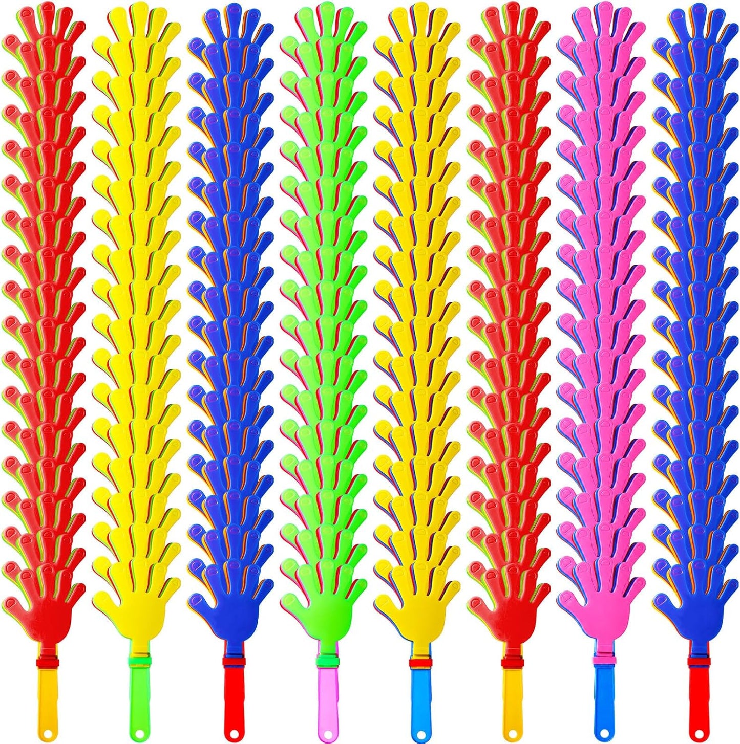 Sratte 80 Pcs 7.5 Inch Hand Clappers Noisemakers Bulk Clappers Noisemakers Party Favors Mini Hand Soundboard Plastic Noise Makers for Sporting Event Fiesta Birthday Reward Cheer Supplies (Multicolor)