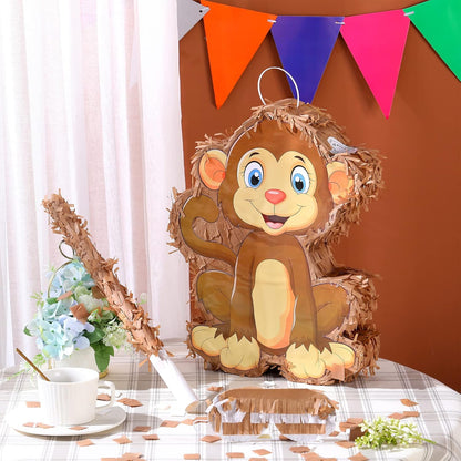 Sratte Piñata Bundle with a Blindfold and Bat (16 x 12 x 3 Inches), Cute Animal Piñata for Birthday Party Toys Decoration for Animal Theme Birthday Party Game Supplies Photo Prop(Giraffe)