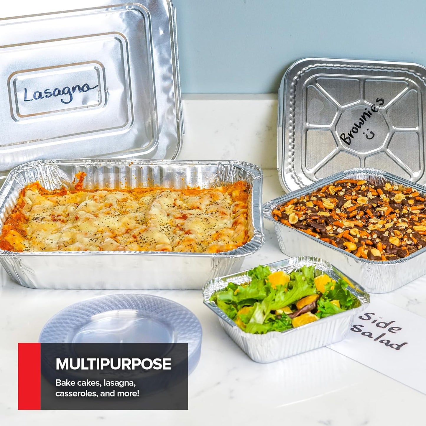 Stock Your Home Aluminum Pans 9x13 Disposable Foil Pans (30 Pack) - Half Size Steam Table Deep Trays - Tin Foil Pans Great for Cooking, Heating, Storing, Prepping Food