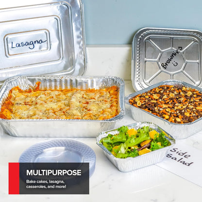 Stock Your Home Aluminum Pans 9x13 Disposable Foil Pans (30 Pack) - Half Size Steam Table Deep Trays - Tin Foil Pans Great for Cooking, Heating, Storing, Prepping Food