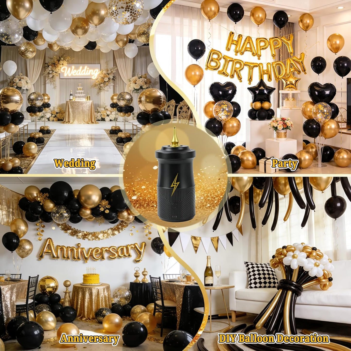 Ball Pump Balloon Pumps Electric, Balloon Pump Portable Long Animal Balloon Pump, Electric Blower Machine Inflator Basketball Pump 260 Balloon Pump for Party/Wedding/Birthday Decorations