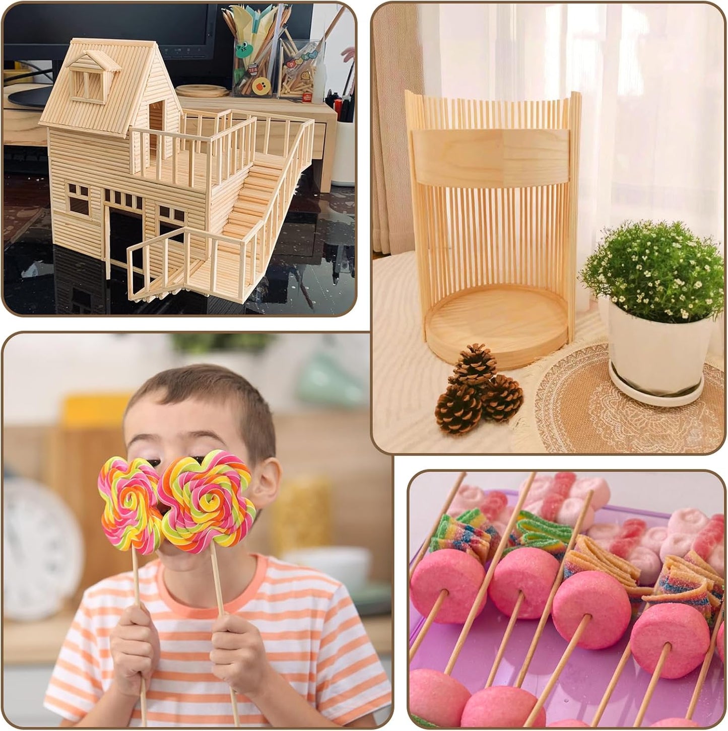150 Pcs Wooden Dowel Rods - 1/8 x 12 Inch Wooden Sticks for Crafts Unfinished Cake Dowels Sticks for Flower Bouquet and DIYers