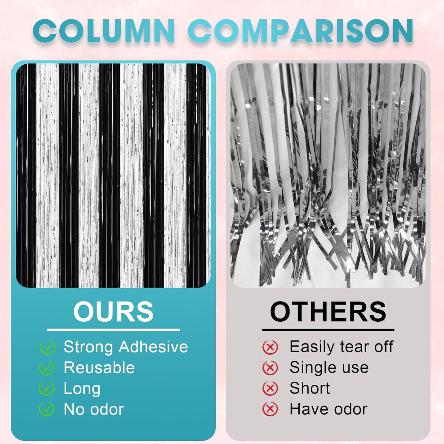 Voircoloria 3 Pack 3.3x8.2 Feet Gold Foil Fringe Backdrop Curtains, Tinsel Streamers, Fringe Backdrop for 2025 New Years Eve, Graduation, Birthday, Baby Shower, Gender Reveal, Disco Party - Colors B