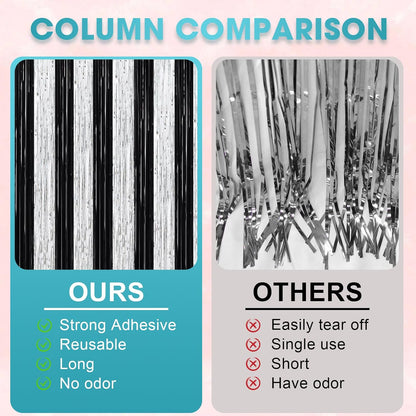 Voircoloria 3 Pack 3.3x8.2 Feet Gold Foil Fringe Backdrop Curtains, Tinsel Streamers, Fringe Backdrop for 2025 New Years Eve, Graduation, Birthday, Baby Shower, Gender Reveal, Disco Party - Colors B