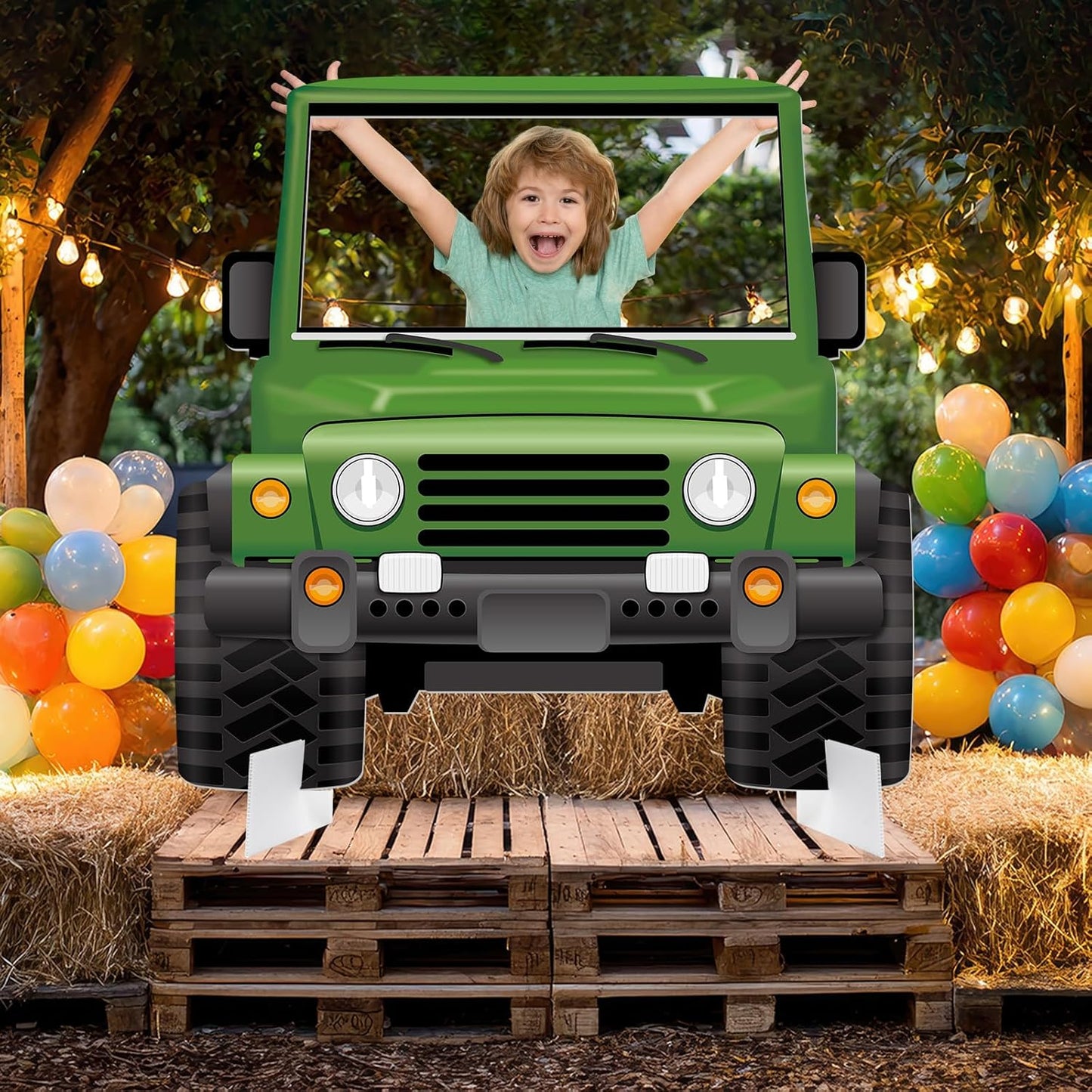 35x31 Inch Foam Jungle Safari Photo Prop Jungle Adventure Party Decorations Safari Trunk Stand-up Photo Booth Frame Wild Animal Party Supplies for Zoo Adventure Theme Birthday Baby Shower Supplies
