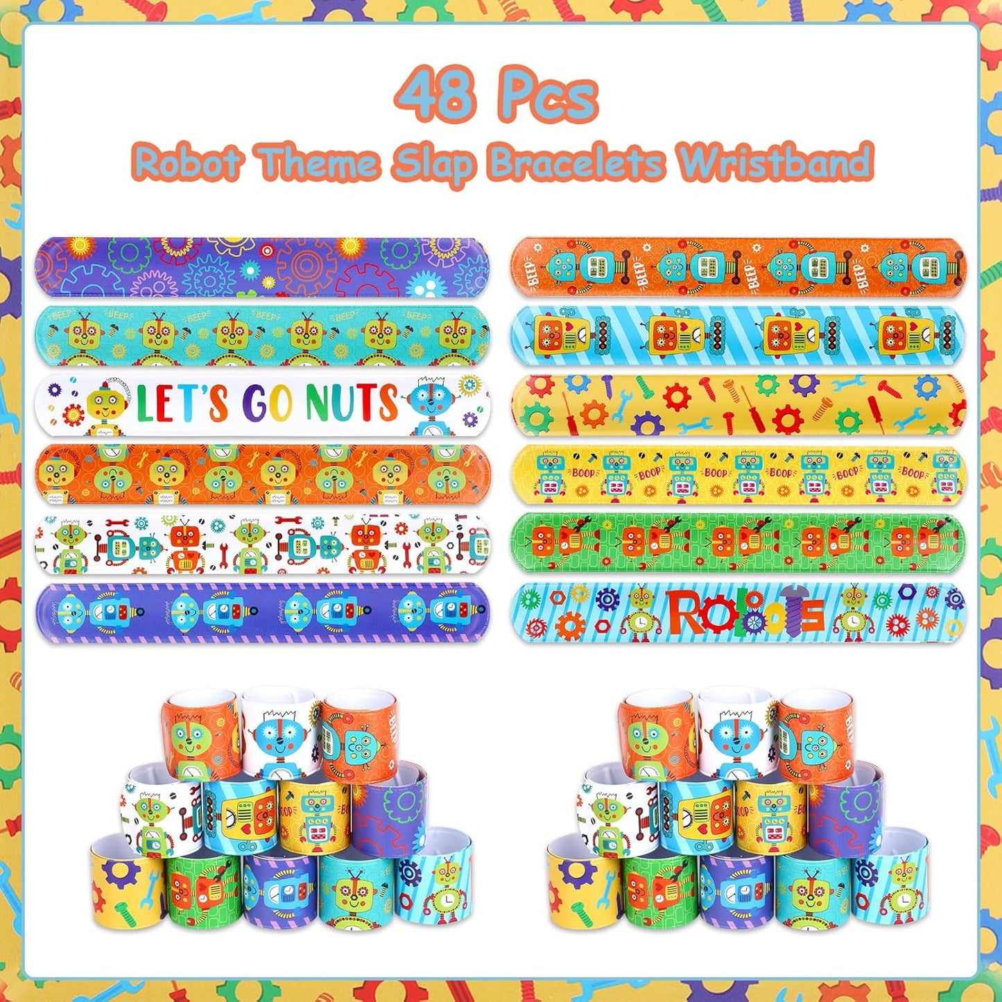Serencatcher 48pcs Slap Bracelets Party Favors for Birthday Baby Shower Party Supplies Gifts