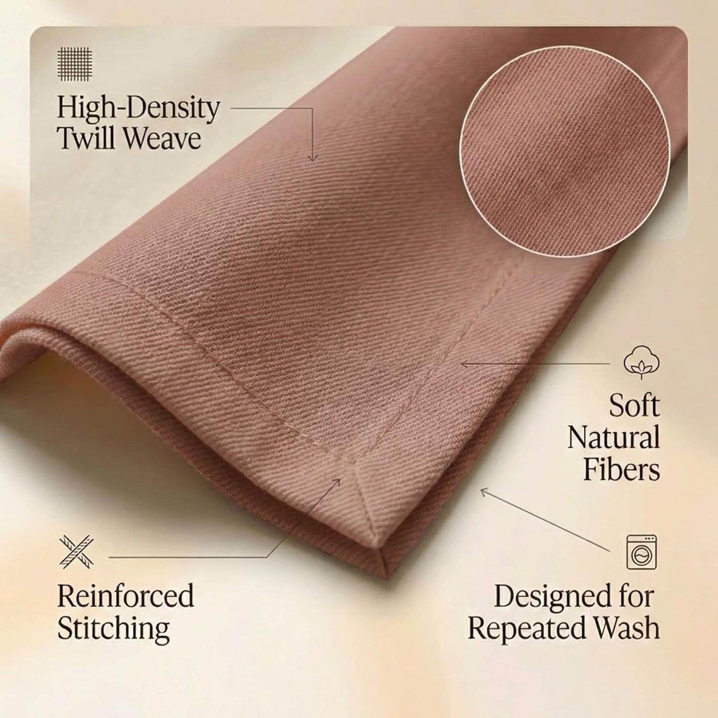 ACCENTHOME Natural Cotton Linen Napkin Set of 12 18x18 inch Dinner Napkins - Washable Soft Premium Hotel Quality Reusable Hemmed Edges Napkins Perfect Table Linens for Family Dinners, Weddings