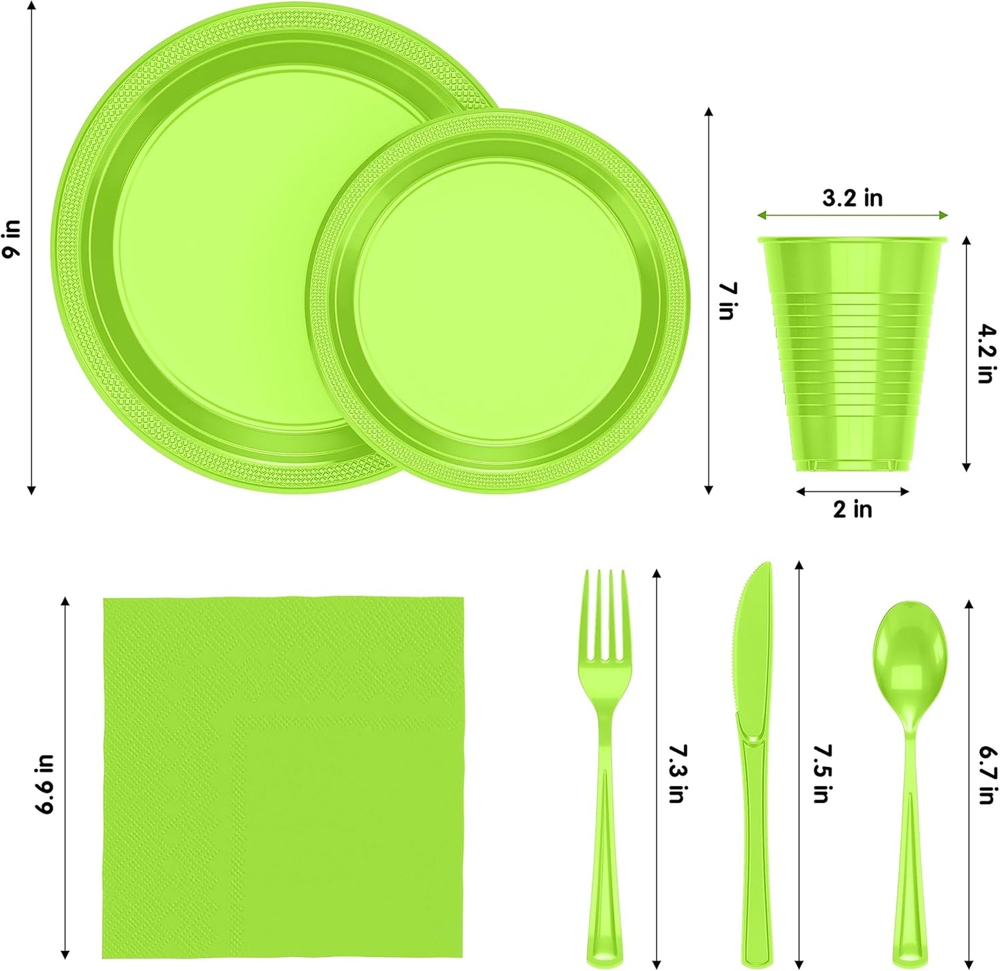 350 Pcs Black Plastic Plates For Party, Black Disposable Plates Set, 50 Of Each 9" Dinner Plate Set, 7" Dessert Plate, Cups, Napkins & Cutlery Plastic Dinnerware Set Exquisite