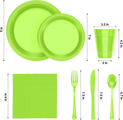 350 Pcs Black Plastic Plates For Party, Black Disposable Plates Set, 50 Of Each 9" Dinner Plate Set, 7" Dessert Plate, Cups, Napkins & Cutlery Plastic Dinnerware Set Exquisite