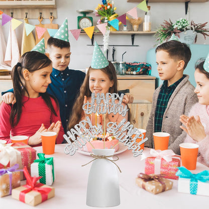 Glitter Silver Birthday Centerpiece Sticks 12PCS Happy Birthday Party Table Decorations Double Sided Birthday Party Centerpieces for Cheers to Birthday Anniversary Baby Shower Supplies