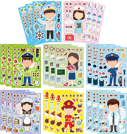 24 Sheets Make a Face Stickers for Kids Toddlers, Make Your Own Animal Mix and Match Sticker Sheets with Sea Animals Horses Dinosaurs Unicorns for Kids Crafts Party Favors Goodie Bags Stuffers