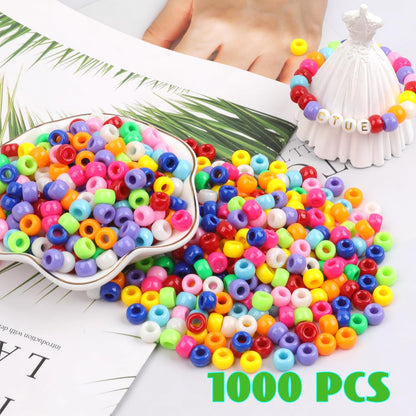 1000Pcs Glow in The Dark Pony Beads 9mm Plastic Kandi Beads Bulk for Friendship Bracelet Necklace Craft Jewelry Making Beads for Hair Braids 9 Color