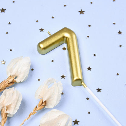 2.76 Inch Classical Gold 5 Number Birthday Candles, Gold Number Candles, Cake Number Candles, Party Celebration