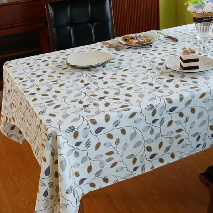 Rectangle Table Cloth,100% Waterproof Tablecloth Oil Proof Spill Proof Vinyl Table Cloth, Wipe Clean Plastic Table Cover for Dining, Camping, Indoor and Outdoor 52" x 70",Leaves